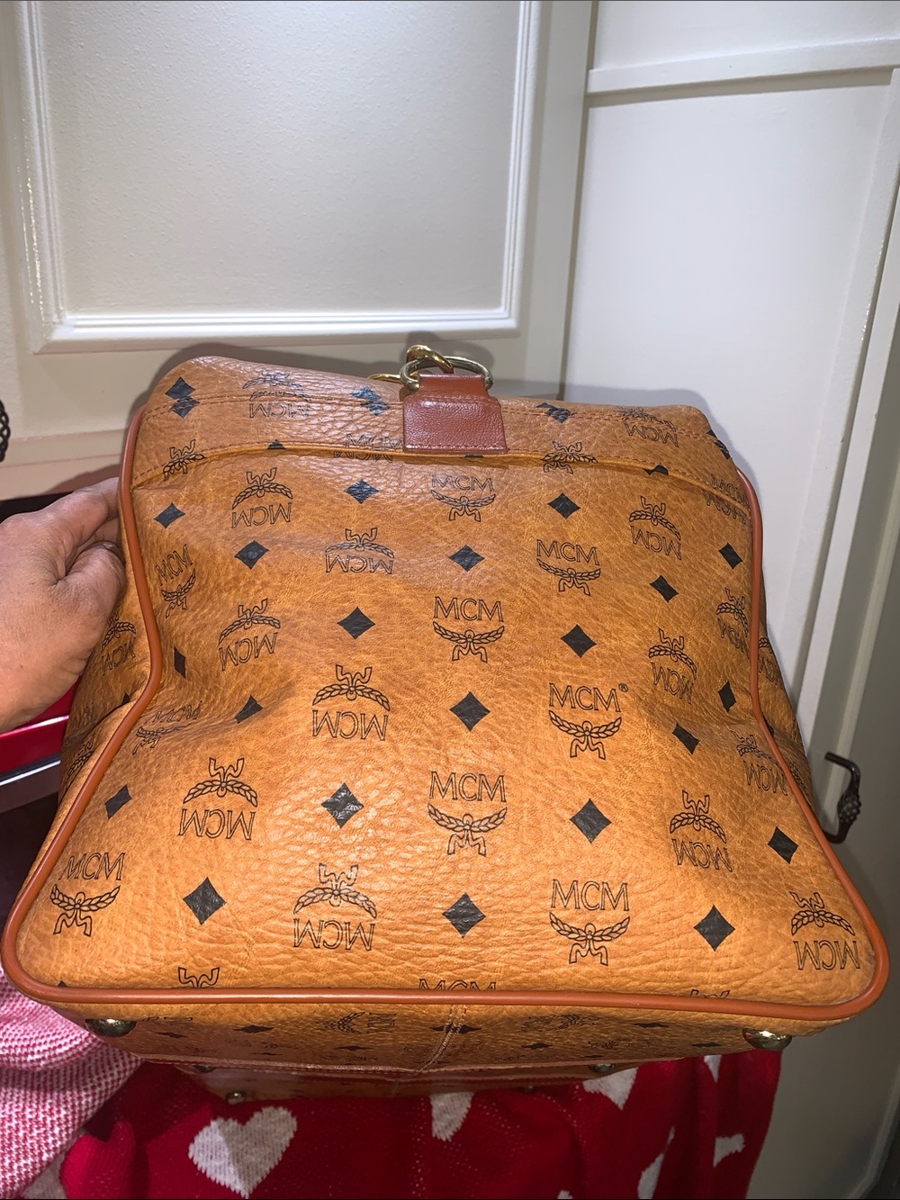Bundle MCM Cognac Visetos Logo Duffel with Leather Trim With Free MCM Tote Made - Picture 5 of 16